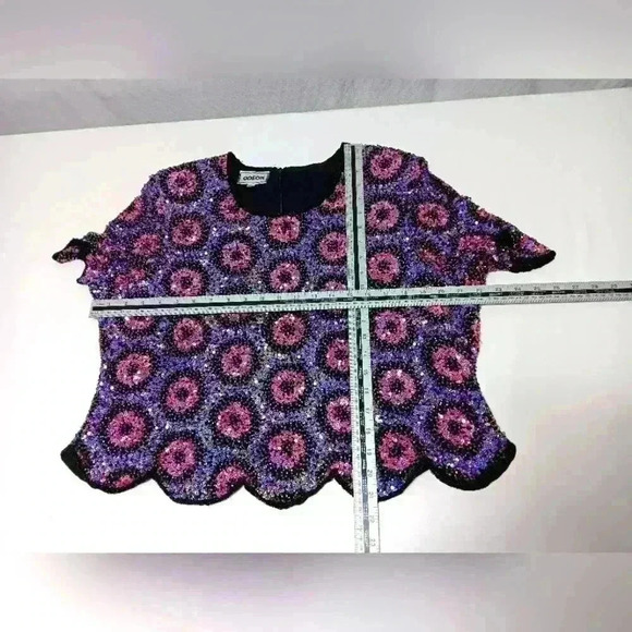 Vintage Odeon floral Sequence beading  top. - Picture 5 of 8